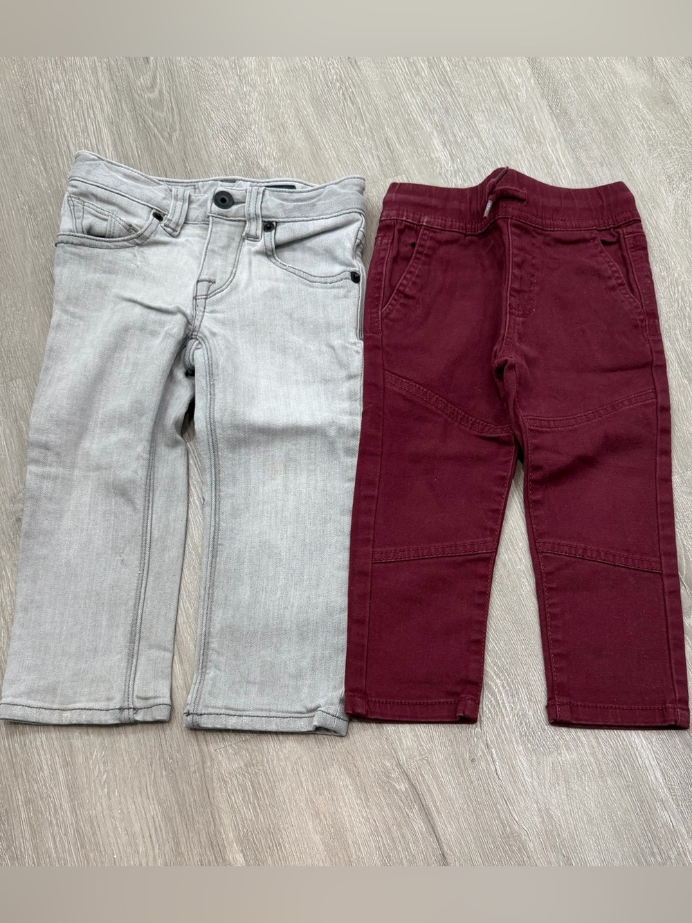 2t Toddler Boy Pants Volcom Light Gray and Buffalo Burgundy Slim Straight